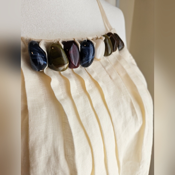 STONE LINEN TOP/Spaghetti strap/Camisole/Cold shoulder - Picture 2 of 15